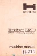 Harrison-Harrison M500 Lathe, (530mm-21in.), Operation Maintenance & Parts Manual-M500-01